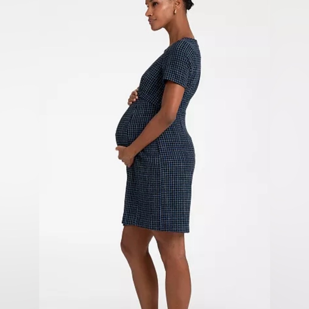 Seraphine Cream Textured Maternity Dress - Picture 4 of 6
